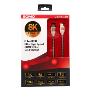 کابل HDMI سومو مدل SH8202 نسخه 2.1 کیفیت 8K طول 2 متر