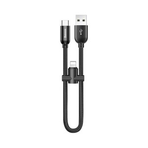 کابل تبدیل USB به USB-C/لایتنینگ باسئوس مدل CALUTC-01 طول 0.23 متر