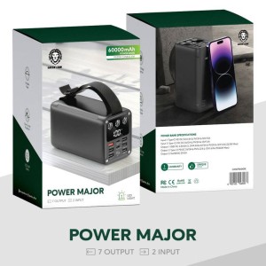پاوربانک گرین لیون مدل Power Major GNMPB60KBK ظرفیت 60000 میلی آمپر ساعت 22.5 وات