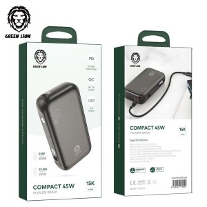 پاوربانک گرین لاین مدل Compact ظرفیت 15000 میلی آمپر ساعت 45 وات
