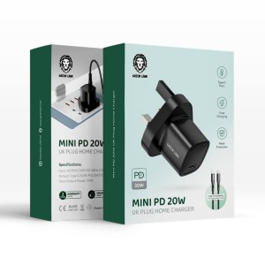 شارژر دیواری گرین لاین Mini PD 20W مدل GNMI20WHCLGBK توان 20 وات با کابل لایتنینگ