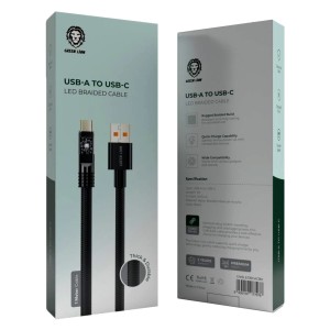 کابل شارژ USB به Type-C گرین لاین LED Braided طول 1 متر توان 2.4 آمپر