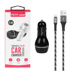 شارژر فندکی دو پورت تسکو TCG-28 همراه با کابل اندروید با گارانتی یک ساله
