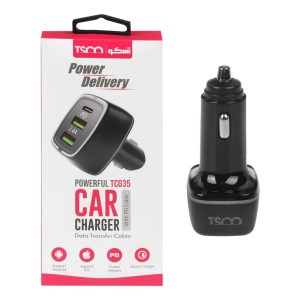 شارژر فندکی فست و PD سه پورت تسکو TCG35 همراه با کابل شارژ TYPE-C با 1 سال گارانتی