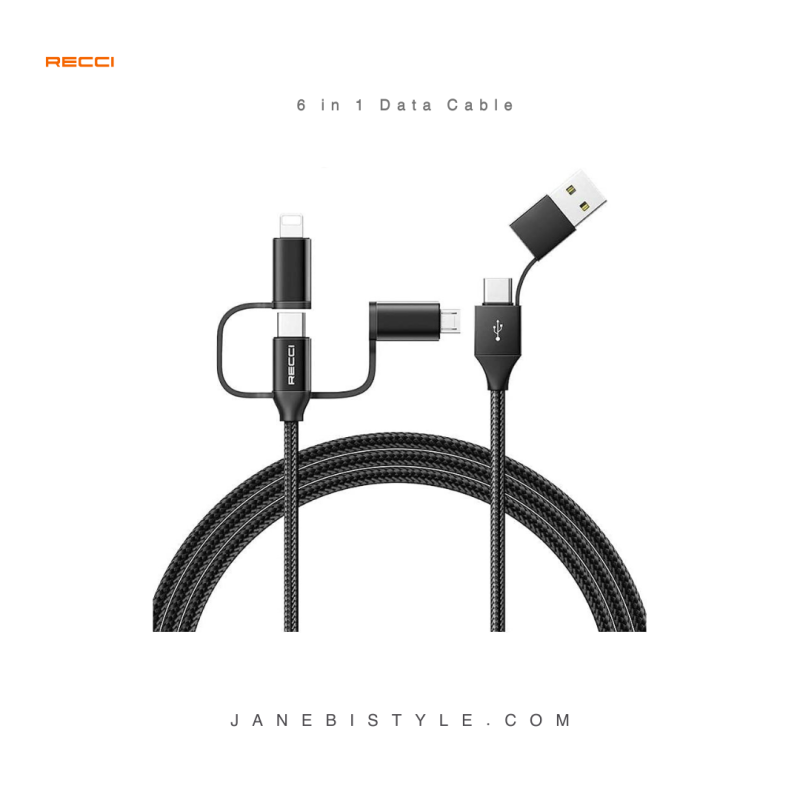 کابل فست شارژر 6 در 1 رسی Recci - Rtc-T07 6 in 1 Data Cable