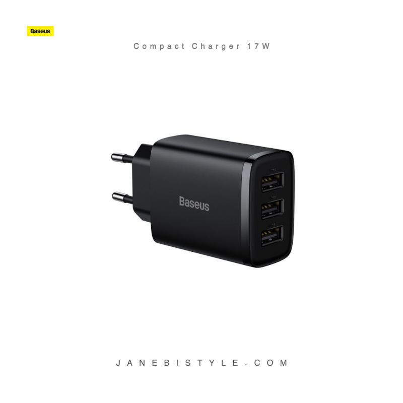 شارژر دیواری سه پورت یواس‌بی 17 وات بیسوس Baseus Compact charger 3x USB 17W CCXJ020101