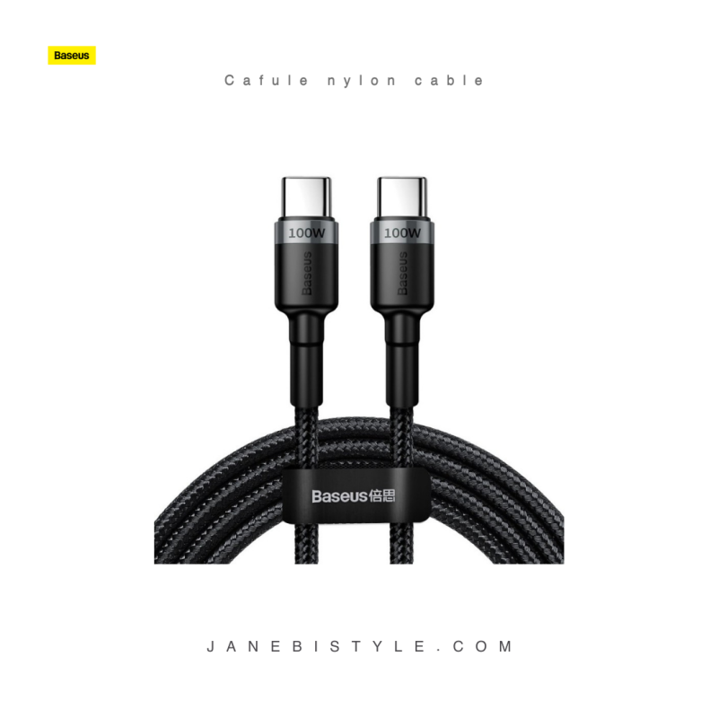 کابل فست شارژ تایپ سی 100 وات 2 متر بیسوس Baseus Cafule Cable Type C Power Delivery 2.0 100W 2m CATKLF-ALG1