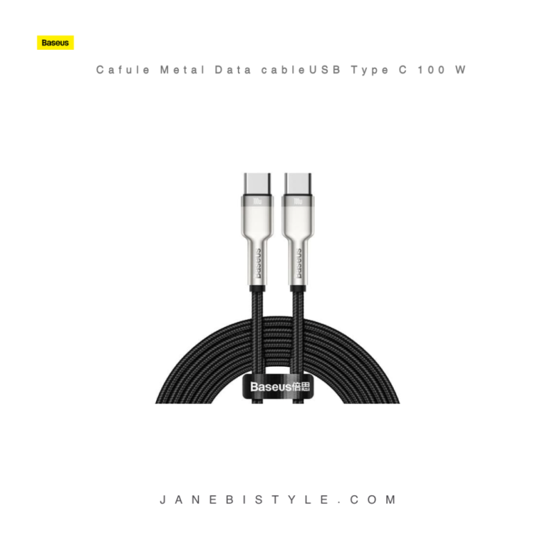کابل فست شارژ و دیتا تایپ سی به تایپ سی بیسوس 1 متر Baseus Cafule Metal Data cable Type C to Type C 100W 5A Power Delivery CATJK-C01