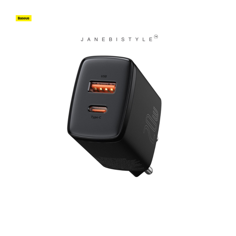 شارژر دیواری دو سر 20 وات بیسوس Baseus Compact fast charger 20W 3A CCXJ-B01