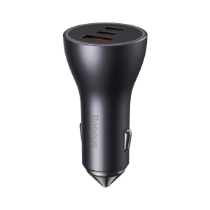 Baseus Golden Contactor Pro car charger USB-A + 2x USB-C 65W dark gray (CGJP010013)