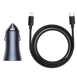 Baseus Golden Contactor Pro fast car charger 2x USB 40 W Quick Charge SCP FCP AFC + USB cable - USB Type C gray (TZCCJD-A0G)