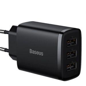 Baseus Compact charger 3x USB 17W black