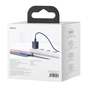 شارژر دیواری فست شارژ بیسوس همراه کابل لایتنینگ Baseus Super Si Quick Charger 1C 20W TZCCSUP-A03