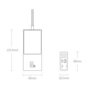 پاوربانک شارژ سریع 20000 بیسوس 65 وات Baseus Elif Digital Display PPJL000001