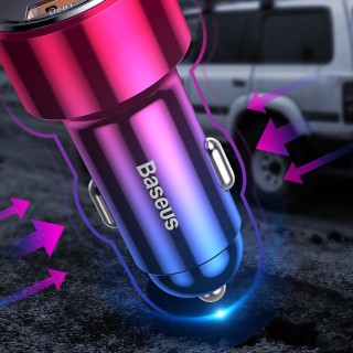 شارژر فندکی دو پورت سریع بیسوس Baseus BS-C20A 45W 6A Car Charger