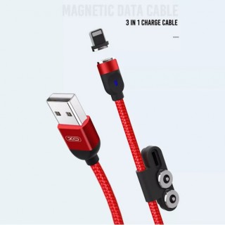 کابل شارژ سریع سه سر ایکس‌او به طول یک متر XO 3 IN 1 magnetic cable NB128