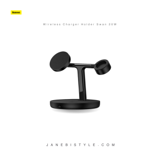 شارژر بیسیم مگنتی و پایه نگهدارنده موبایل 3 در 1 بیسوس Baseus Wireless Charger Holder Swan 20W WXTE000101
