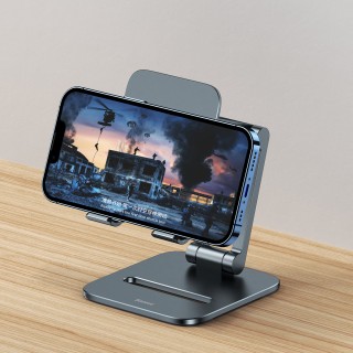 هولدر رومیزی موبایل بیسوس Baseus Desktop Biaxial Foldable metal smartphone stand gray LUSZ000013