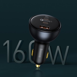 Baseus fast USB / USB car charger Type C 160W PPS Quick Charge 5 PD gray