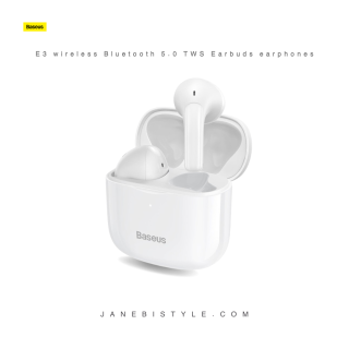 Baseus E3 wireless Bluetooth 5.0 TWS Earbuds earphones waterproof IP64 white (NGTW080002)