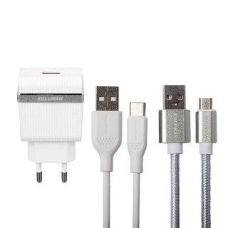 شارژر دیواری کلومن مدل KC-H 905 به همراه کابل USB-C و microUSB