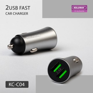 شارژر فندکی کلومن به همراه کابل MICRO USB و لایتنینگ koluman car charger with 2 cable KC-C04