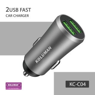 شارژر فندکی کلومن به همراه کابل MICRO USB و لایتنینگ koluman car charger with 2 cable KC-C04