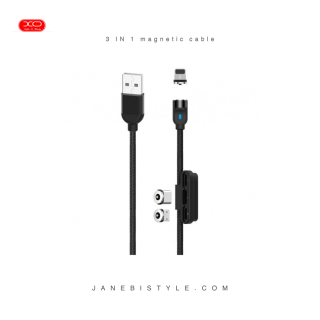کابل شارژ سریع سه سر ایکس‌او به طول یک متر XO 3 IN 1 magnetic cable NB128