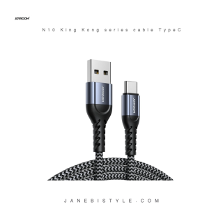 کابل شارژ سریع و انتقال داده تایپ سی 3 آمپر جویروم بسته 3 عددی (Joyroom N10 King Kong series set of 3 x nylon cable USB cord - Type C (0.25m + 1.2m + 2m