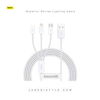 کابل تبدیل Type-A به لایتنینگ/Micro USB/USB Type-C باسئوس Superior Series مدل CAMLTYS-02/03 به طول 1.5 متر