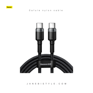 کابل فست شارژ تایپ سی 100 وات 2 متر بیسوس Baseus Cafule Cable Type C Power Delivery 2.0 100W 2m CATKLF-ALG1