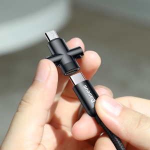 کابل دو سر میکرو یو اس بی و تایپ سی بیسوس Baseus U-shaped portable data cable