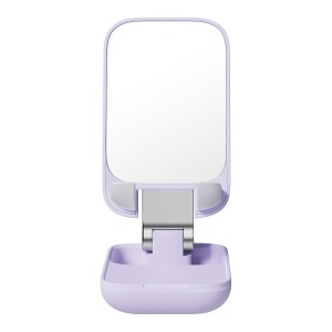Adjustable phone stand with mirror Baseus Seashell Series - purple