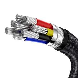 کابل فست شارژ و دیتا تایپ سی به تایپ سی بیسوس 1 متر Baseus Cafule Metal Data cable Type C to Type C 100W 5A Power Delivery CATJK-C01