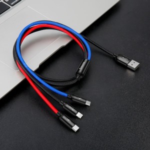 کابل سه سر رنگی 1.2 متر بیسوس Baseus Three Primary Colors 3in1 USB to micro USB / Lightning / Type C cable 3.5A 1.2M CAMLT-BSY01