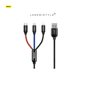 کابل سه سر رنگی 1.2 متر بیسوس Baseus Three Primary Colors 3in1 USB to micro USB / Lightning / Type C cable 3.5A 1.2M CAMLT-BSY01