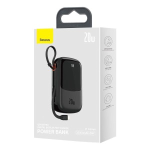 پاوربانک فست 20000mAh بیسوس همراه با کابل لایتنینگ 20W بیسوس Baseus Qpow powerbank 20000mAh 20W with Lightning cable PPQD060201