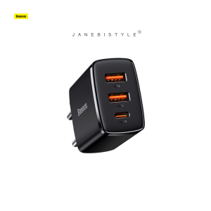 آداپتور سه سر 30 وات بیسوس Baseus Compact quick charger USB Type C & USB 30W 3A Quick Charge CCXJ-E01