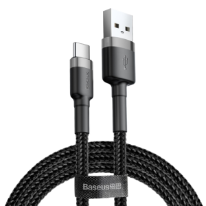 Baseus Cafule Cable Durable Nylon Cable USB / USB-C QC3.0 2A 2M Black-Grey (CATKLF-CG1)