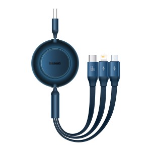 کابل سه سر 66 وات بیسوس Baseus Bright Mirror 3in1 USB to micro USB + Lightning + Type C 1.1m CAMJ010001