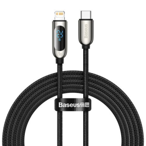 Baseus fast charging cable USB Type C - Lightning 20W Power Delivery with display screen power meter 2m black (CATLSK-A01)