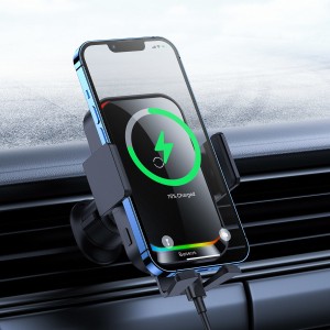 هولدر موبایل دریچه کولری شارژر وایرلس دار خودرو بیسوس Baseus Halo Electric Wireless Charging Car Mount 15W SUDD000001