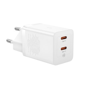 Baseus GaN5 Pro 40W Dual USB-C / Type-C GaN Fast Charger, EU Plug(White)