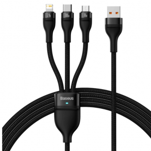 Baseus Flash Series II cable USB - USB Type C / Lightning / micro USB 100 W 1.2 m black