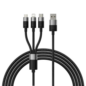 Baseus StarSpeed 3.5A USB to 8 Pin + Type-C + Micro USB 3 in 1 Fast Charging Data Cable, Length:1.2m