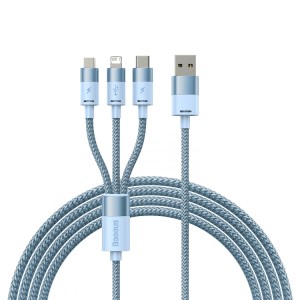 Baseus StarSpeed 3.5A USB to 8 Pin + Type-C + Micro USB 3 in 1 Fast Charging Data Cable, Length:1.2m