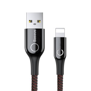 Baseus 1m 2.4A Smart LED Auto Disconnect USB to 8 Pin Braided Cord Data Sync Charge Cable