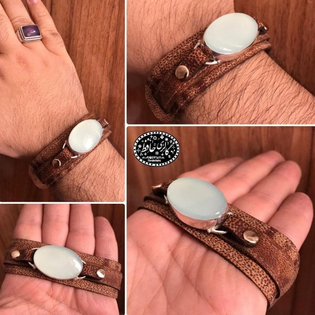 دستبند عقیق درشت و خوشرنگ نباتی معدنی +گنجینه پنج حرز شریف