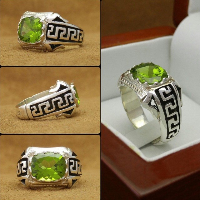 انگشتر فاخر مردانه زبرجد پاک و اصل معدنی