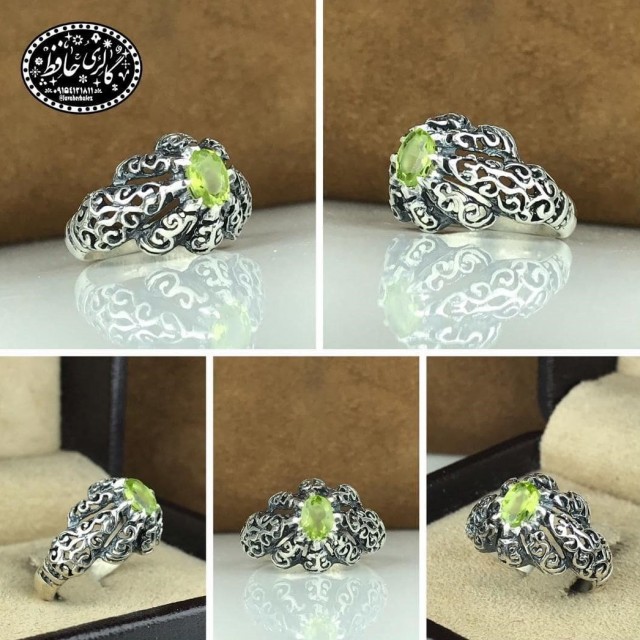 انگشتر  ظریف مردانه با سنگ زبرجد معدنی اصل